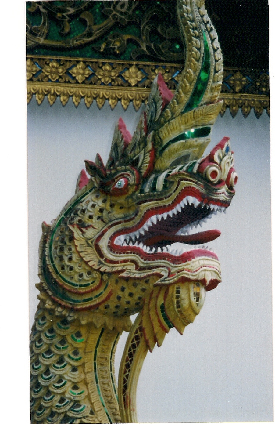 Naga, guarding the entrance to a Temple in Chiang Mai, Thailand.